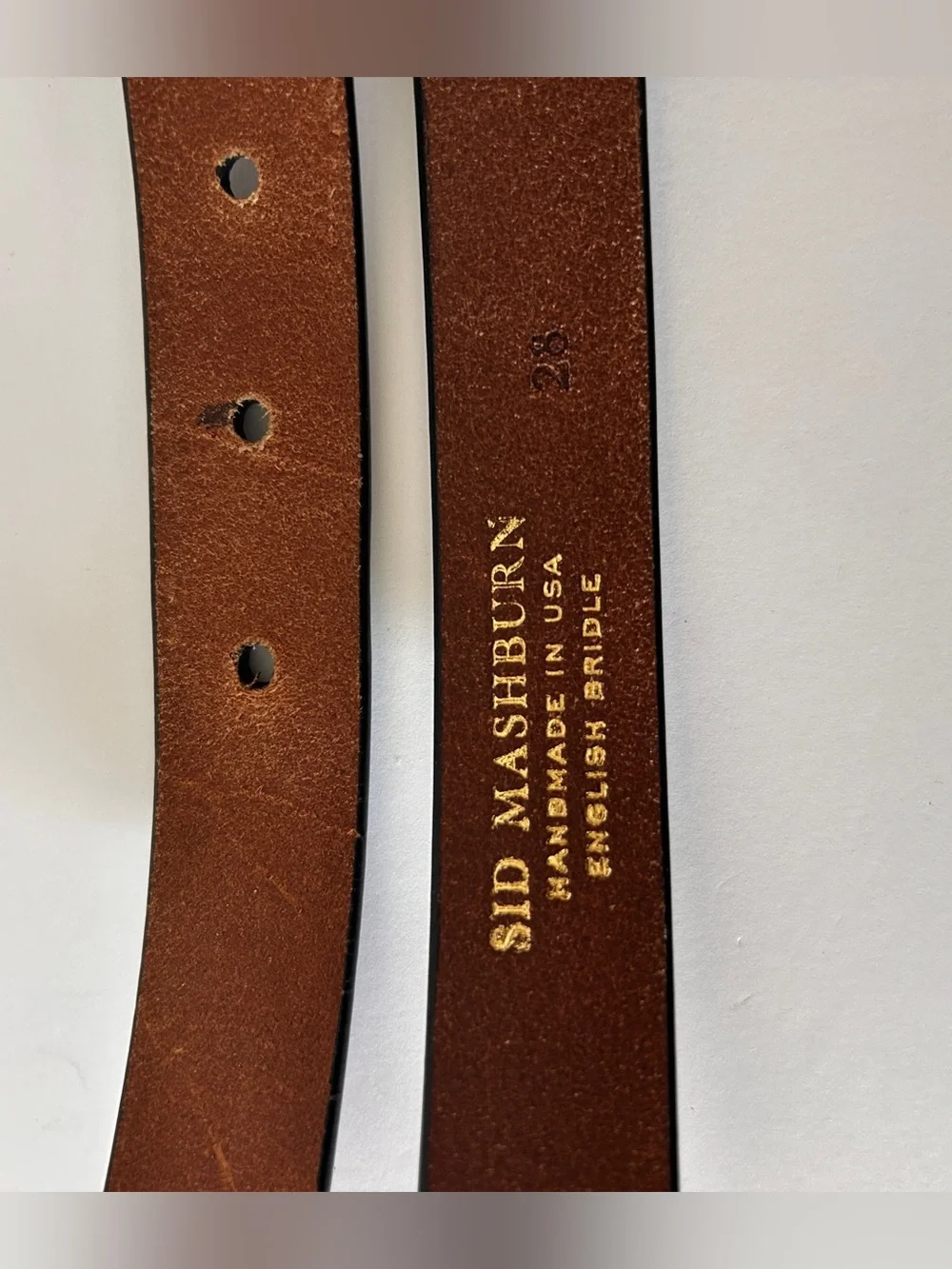 Sid Mashburn Brown Leather Belt with Gold Buckle